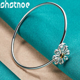 925 Silver Daisy Bangle Bracelet Wedding Charm Jewelry