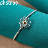 925 Silver Daisy Bangle Bracelet Wedding Charm Jewelry