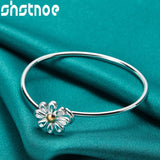 925 Silver Daisy Bangle Bracelet Wedding Charm Jewelry