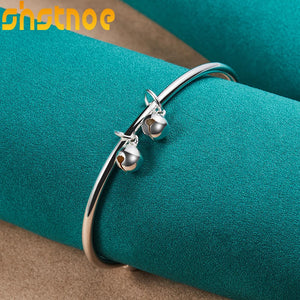 925 Silver Bell Bangle Cuff Bracelet Wedding Jewelry