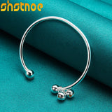 925 Silver Bell Bangle Cuff Bracelet Wedding Jewelry