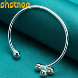 925 Silver Bell Bangle Cuff Bracelet Wedding Jewelry