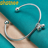 925 Silver Bell Bangle Cuff Bracelet Wedding Jewelry
