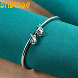 925 Silver Bell Bangle Cuff Bracelet Wedding Jewelry