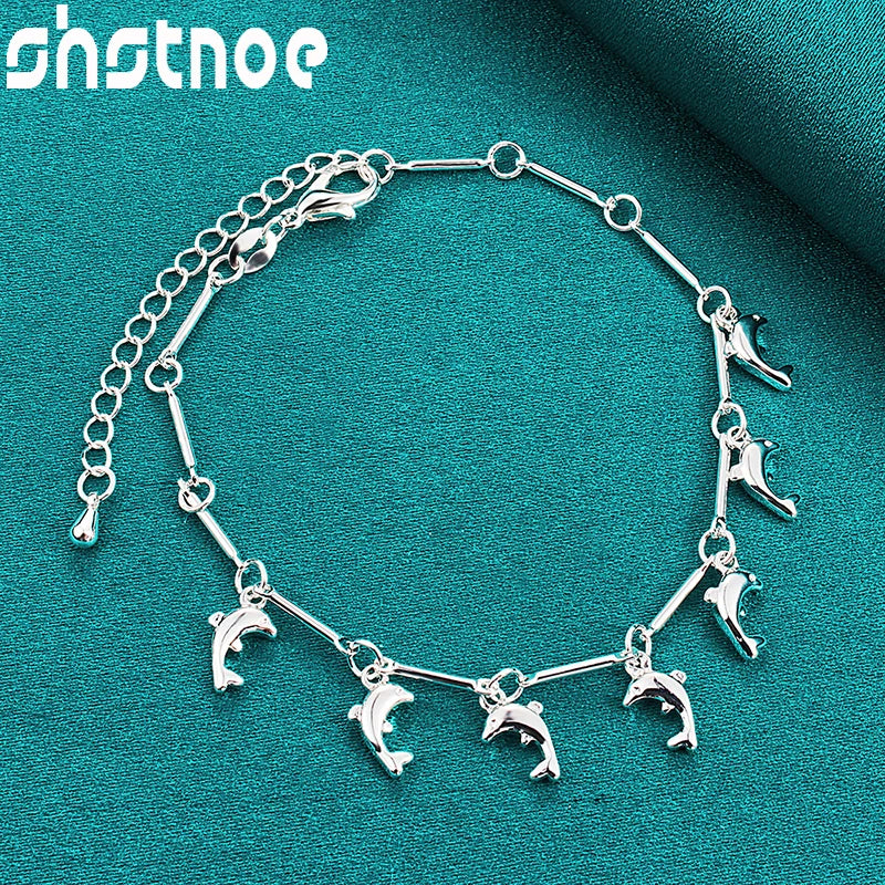 925 Silver Dolphin Pendant Bracelet for Women