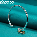 925 Silver Rose Heart Bangle, Adjustable for Women