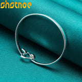 925 Silver Heart Bangle Bracelet