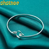 925 Silver Heart Bangle Bracelet