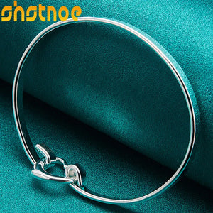 925 Silver Heart Bangle Bracelet