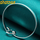 925 Silver Heart Bangle Bracelet