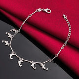 925 Silver Dolphin Pendant Chain Bracelet Woman Wedding Jewelry