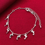 925 Silver Dolphin Pendant Chain Bracelet Woman Wedding Jewelry
