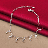 925 Silver Dolphin Pendant Chain Bracelet Woman Wedding Jewelry