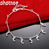 925 Silver Dolphin Pendant Chain Bracelet Woman Wedding Jewelry