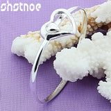 925 Silver Heart Bangle Bracelet For Women Wedding Charm Gift