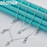 925 Silver 5 Water-Drop Pendant Necklace For Women Party Wedding Charm