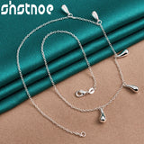 925 Silver 5 Water-Drop Pendant Necklace For Women Party Wedding Charm
