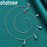 925 Silver 5 Water-Drop Pendant Necklace For Women Party Wedding Charm