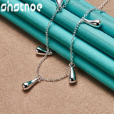 925 Silver 5 Water-Drop Pendant Necklace For Women Party Wedding Charm