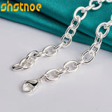 925 Silver Flower Pendant Necklace 18 Inch Chain Women Wedding Jewelry