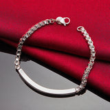 925 Silver Geometry 4mm Box Chain Bracelet Wedding Charm Jewelry Gift