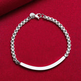 925 Silver Geometry 4mm Box Chain Bracelet Wedding Charm Jewelry Gift