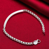 925 Silver Geometry 4mm Box Chain Bracelet Wedding Charm Jewelry Gift