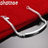 925 Silver Geometry 4mm Box Chain Bracelet Wedding Charm Jewelry Gift