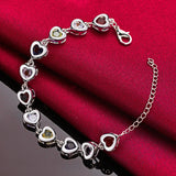 925 Silver Heart Zircon Crystal Bracelet For Woman Party Charm Jewelry