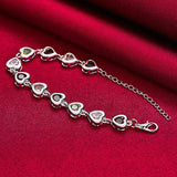 925 Silver Heart Zircon Crystal Bracelet For Woman Party Charm Jewelry