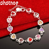 925 Silver Heart Zircon Crystal Bracelet For Woman Party Charm Jewelry