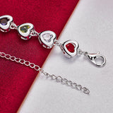 925 Silver Heart Zircon Crystal Bracelet For Woman Party Charm Jewelry