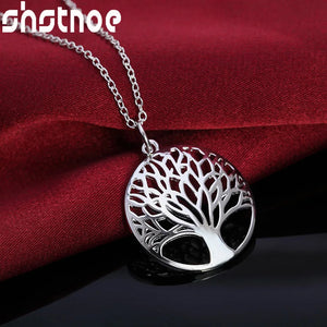 925 Silver Tree Pendant Necklace 16-30" Chain