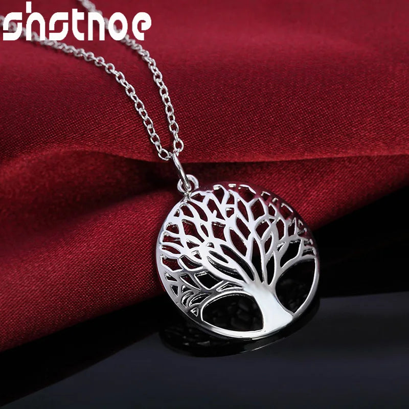 925 Silver Tree Pendant Necklace 16-30" Chain