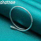 925 Silver Snake Shaped Bangle Women Lady Birthday Engagement Wedding Jewelry