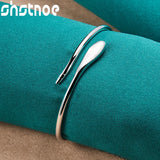 925 Silver Snake Shaped Bangle Women Lady Birthday Engagement Wedding Jewelry