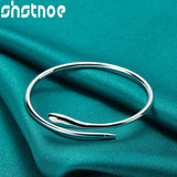 925 Silver Snake Shaped Bangle Women Lady Birthday Engagement Wedding Jewelry