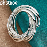 925 Silver Circle Rings Women Men Engagement Party Jewelry Gift