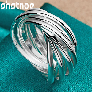 925 Silver Circle Rings Women Men Engagement Party Jewelry Gift