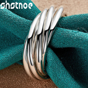 925 Silver Circle Rings Women Men Engagement Party Jewelry Gift