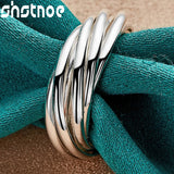 925 Silver Circle Rings Women Men Engagement Party Jewelry Gift