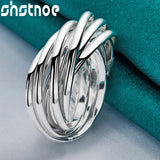 925 Silver Circle Rings Women Men Engagement Party Jewelry Gift