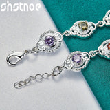 925 Silver Multicolor Zircon Charm Bracelet Lady Jewelry