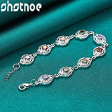 925 Silver Multicolor Zircon Charm Bracelet Lady Jewelry