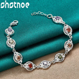 925 Silver Multicolor Zircon Charm Bracelet Lady Jewelry