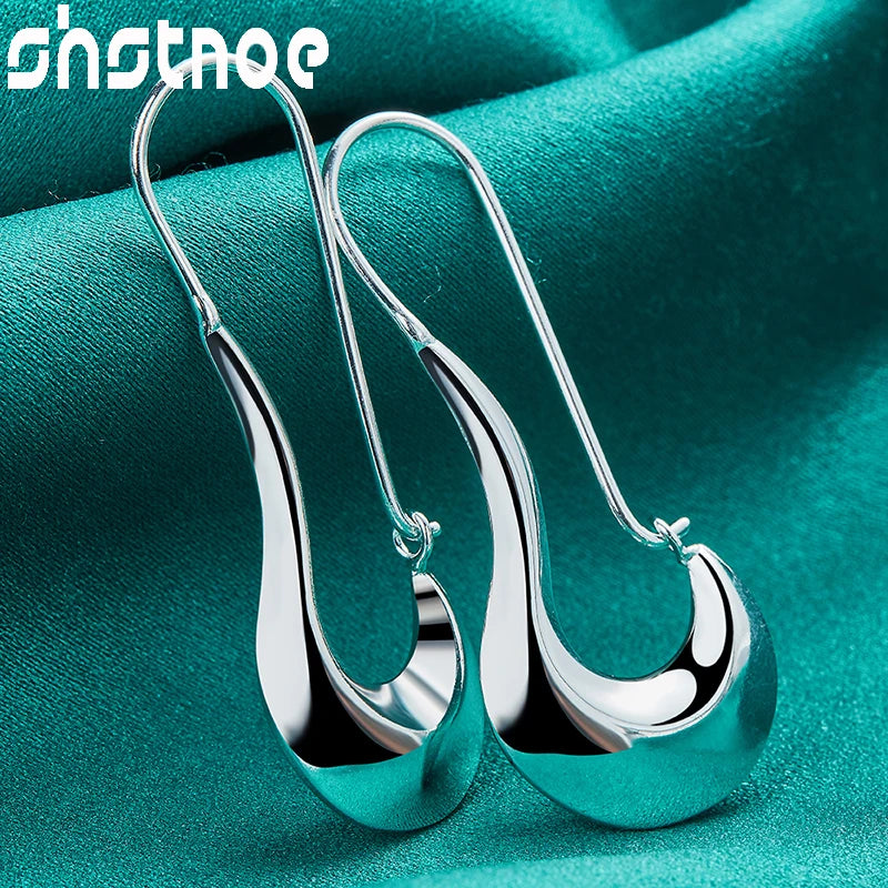 925 Sterling Silver Hook Hoop Earrings For Women Party Engagement Wedding