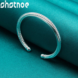 925 Silver Twisted Particle Bangle for Women