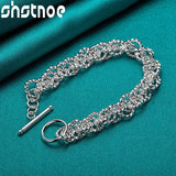925 Silver Water Wave Circle Chain Bracelet Women Men Jewelry