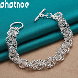 925 Silver Water Wave Circle Chain Bracelet Women Men Jewelry