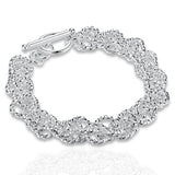 925 Silver Water Wave Circle Chain Bracelet Women Men Jewelry